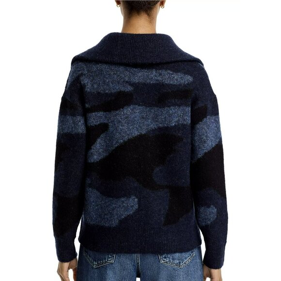Aqua Bloomingdales Camo Pattern Quarter Zip Sweater XS NWT - Picture 2 of 8